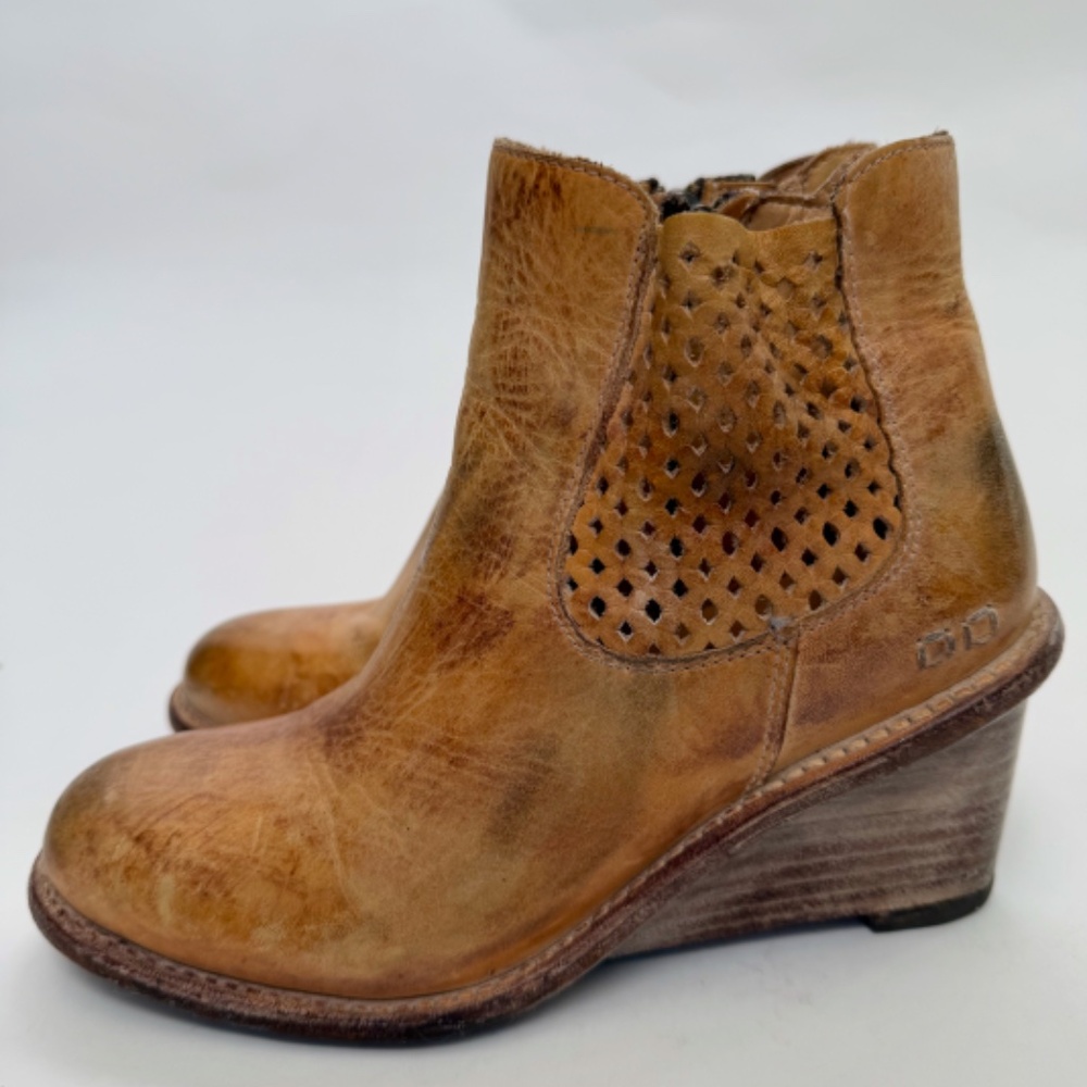 BED|STU Leather Wedge Ankle Boots Perforated Side Zip Women’s 7 Bed Stu - Picture 6 of 12